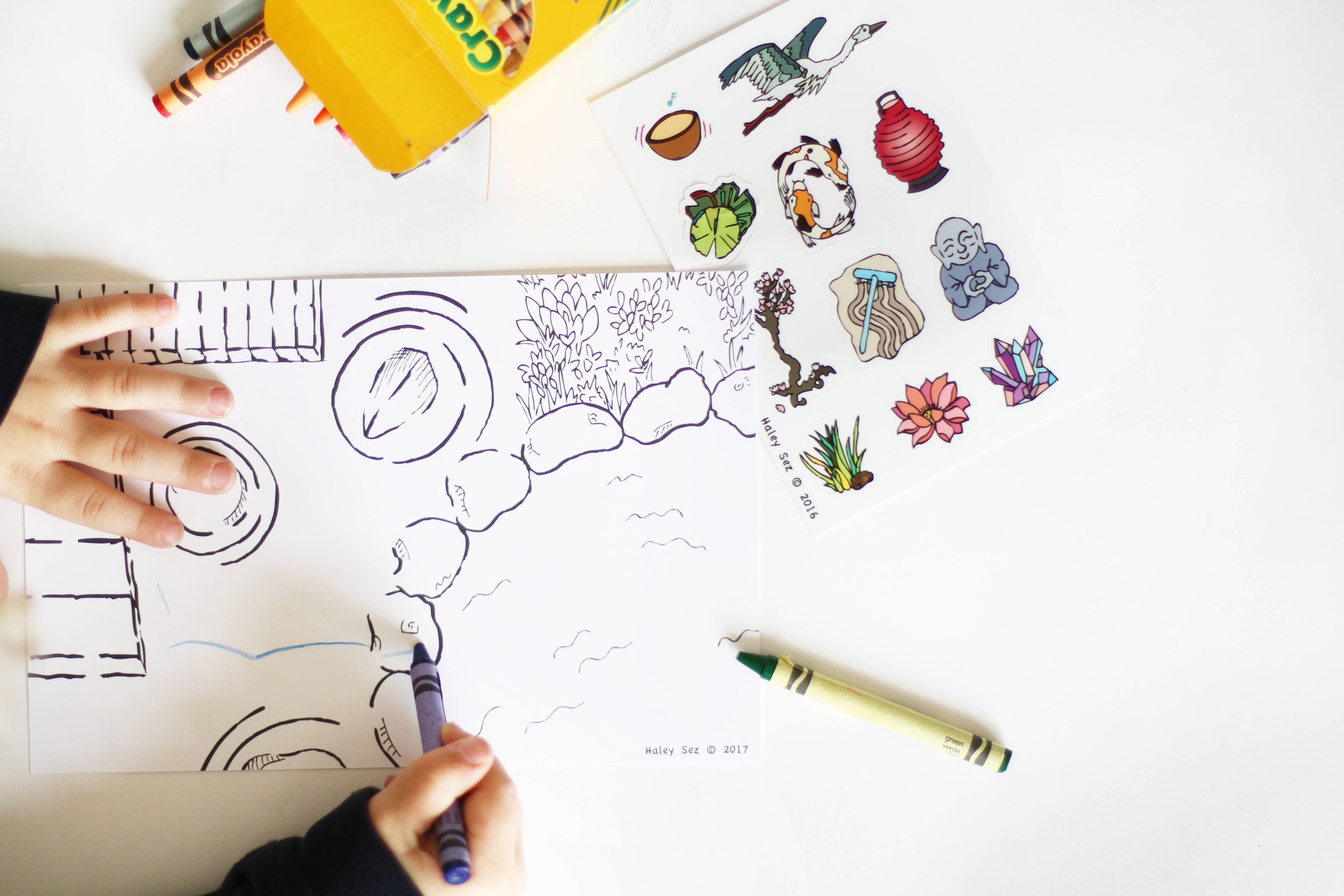 Surprise Inside Art - Wholesale Coloring & Activity Book - Kids & Baby - Create Your Own Meditation Garden: Stickers and Coloring Set1