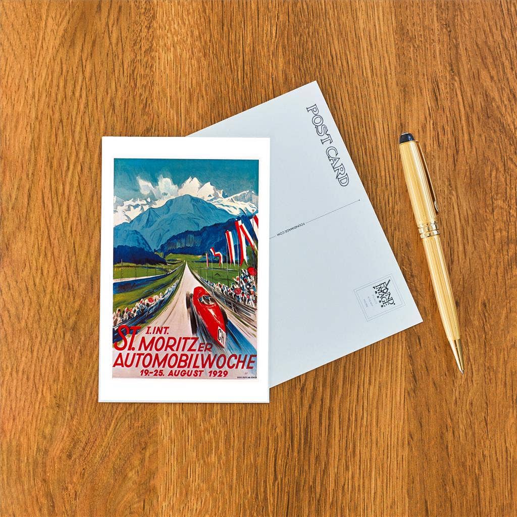 Found Image Press - Wholesale Postcard - Postcard PO-143 Poster for St. Moritz Car Show1