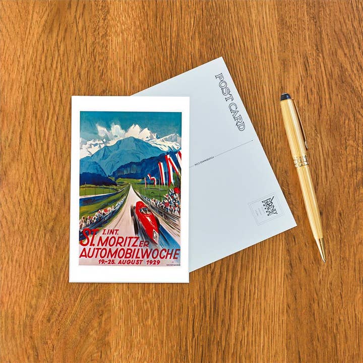 Found Image Press - Wholesale Postcard - Postcard PO-143 Poster for St. Moritz Car Show1