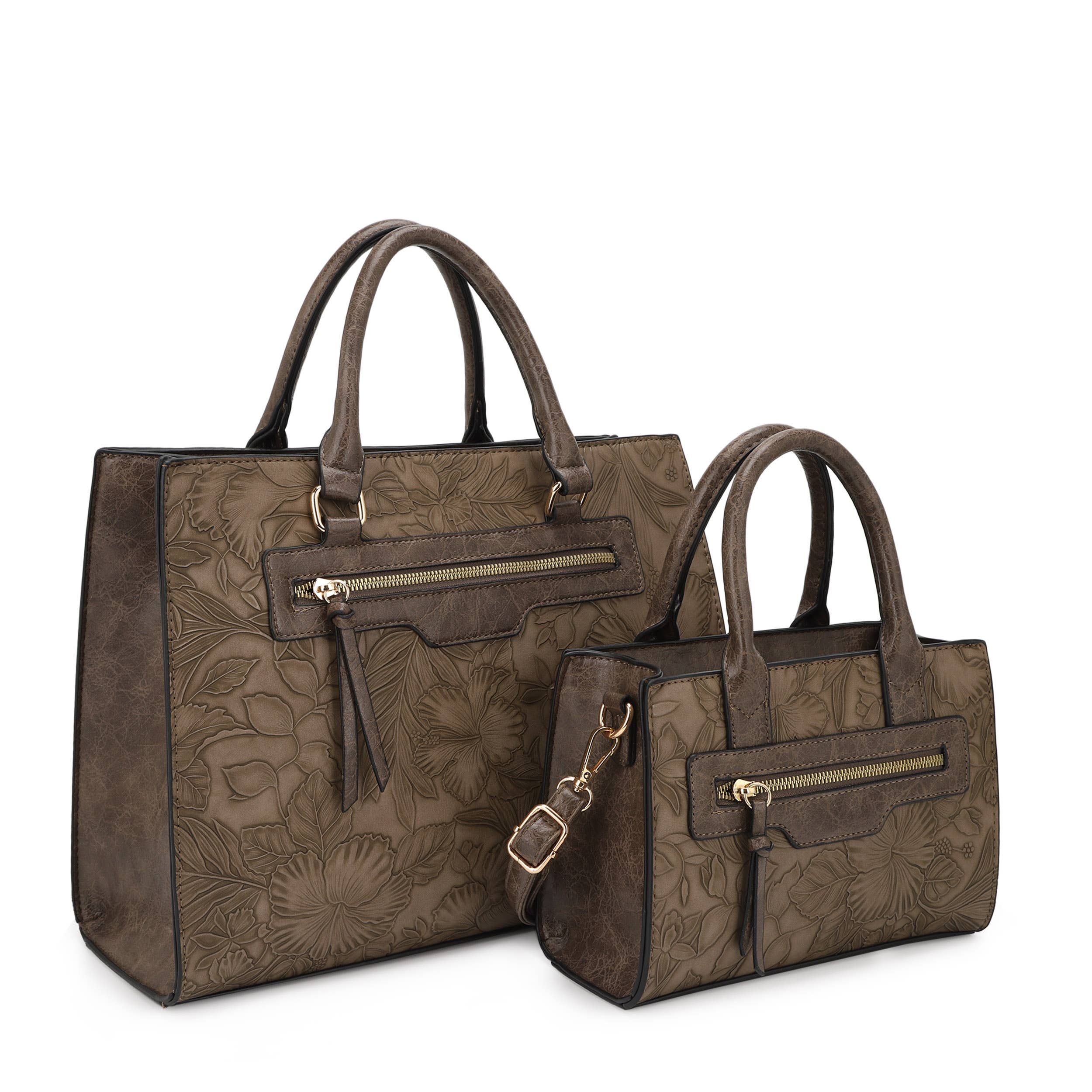 KAYLA+AVA – Engroshandel Tote bag - Dame – Morgan Hibiscus Blomstermønstret Præget Taske Sæt16