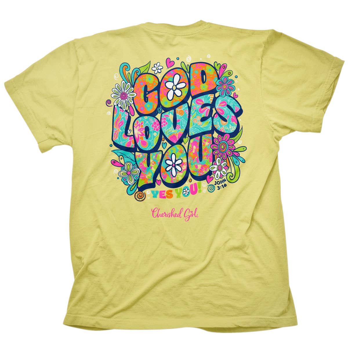 Corn Silk Cherished Girl Womens T-Shirt God Loves You for wholesale on Faire1