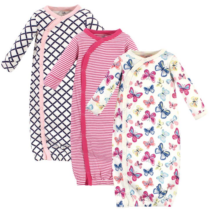 Touched by Nature Organic Cotton Kimono Gowns, Bright Butterflies for wholesale by BabyVision
