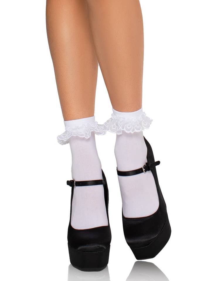 Leg Avenue - Wholesale Socks - Women's - Diem Lace Ruffle Anklet Socks1