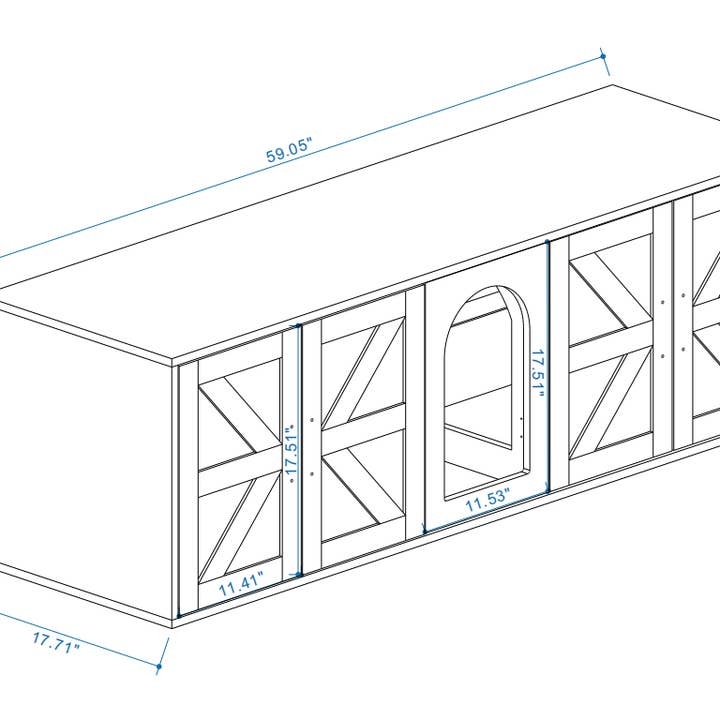 39F Inc. - Wholesale Pet Deodorizing Spray - Double Room Cat Litter Box Enclosure - White, 59" Wooden13