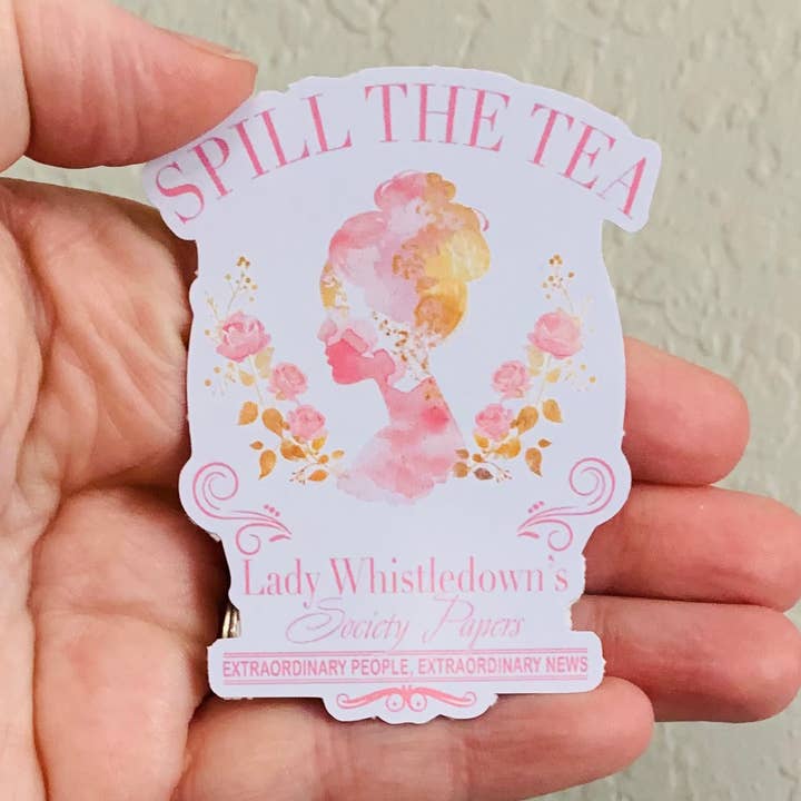 Spill the Tea Floral- Bridgerton Stickers/Magnet for wholesale by Oily Graphic Creations
