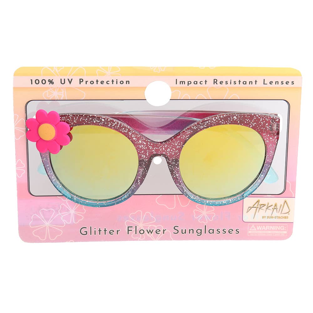H2W dba Sun-Staches - Wholesale Sunglasses - Kids - Kids Arkaid Girls Purple Blue Ombre with Flower Sunglasses1