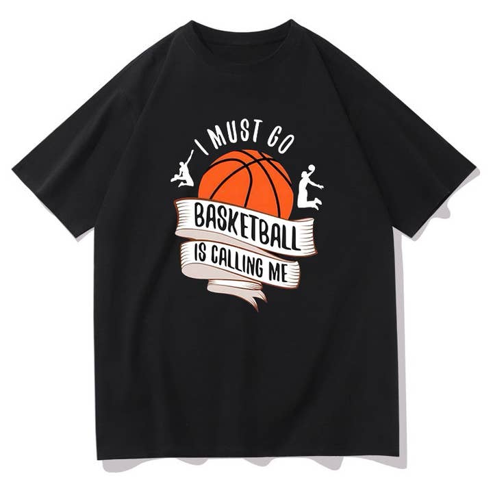 Baketball Lovers Hoops Calling Men's Black T-shirt for wholesale on Faire1