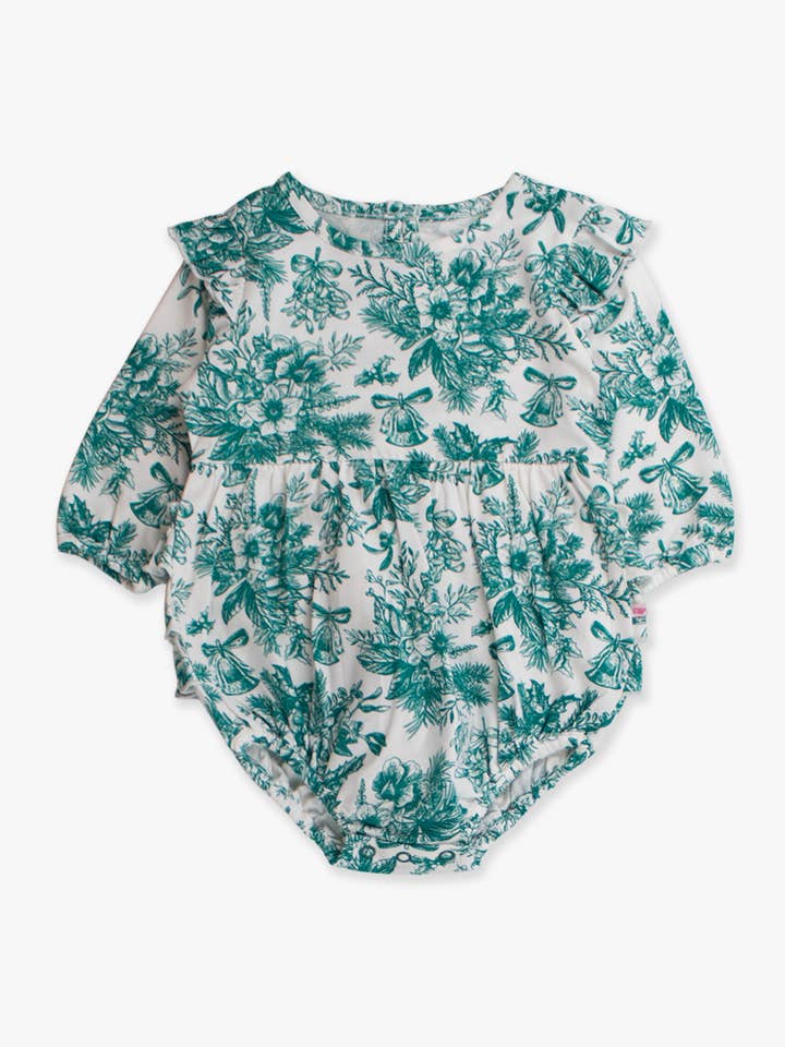 Baby Girls Green Jingle Toile the Way Knit Long Sleeve Flutter Bubble Romper
for wholesale by RuffleButts + RuggedButts