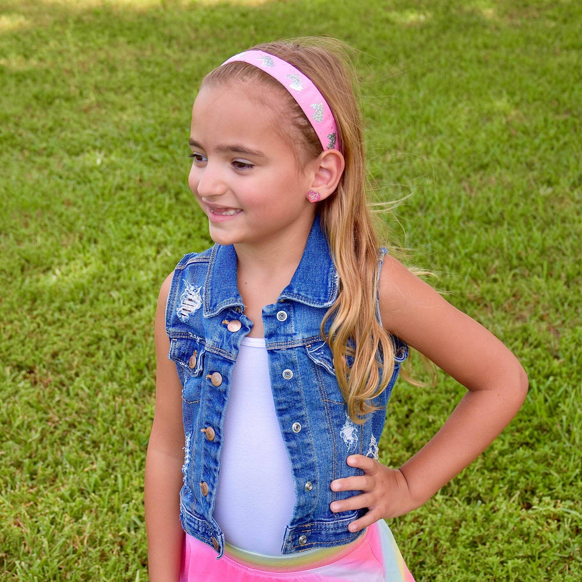 Frog Sac - Wholesale Fashion Headband - Kids - Adjustable No Slip Unicorn Headband - Pink Glitter Metallic1