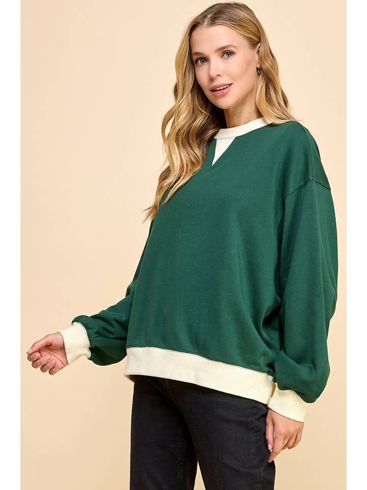 HUNTER GREEN CT9003-Oversized Contrast Rib Band Sweater for wholesale on Faire