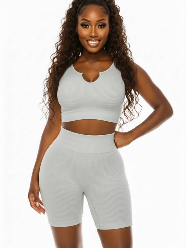 Conjunto corto de cintura alta con sujetador deportivo Muscle Tank de 2 piezas para venta al por mayor de To Star