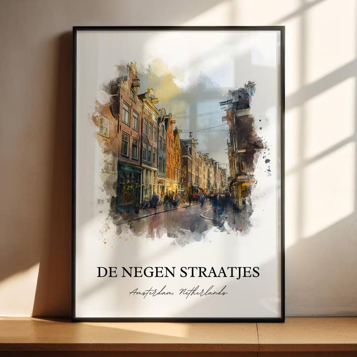 De Negen Straatjes Wall Art, Amsterdam Print, Amsterdam Art, Amsterdam Netherlands Gift, Travel Print, Travel Poster, Housewarming Gift for wholesale by Premium Travel Art