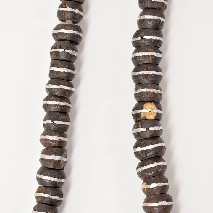 Africa Direct - Wholesale Beads - Ebony Wood Trade Beads with Inlaid Silver Stripe from Mali7