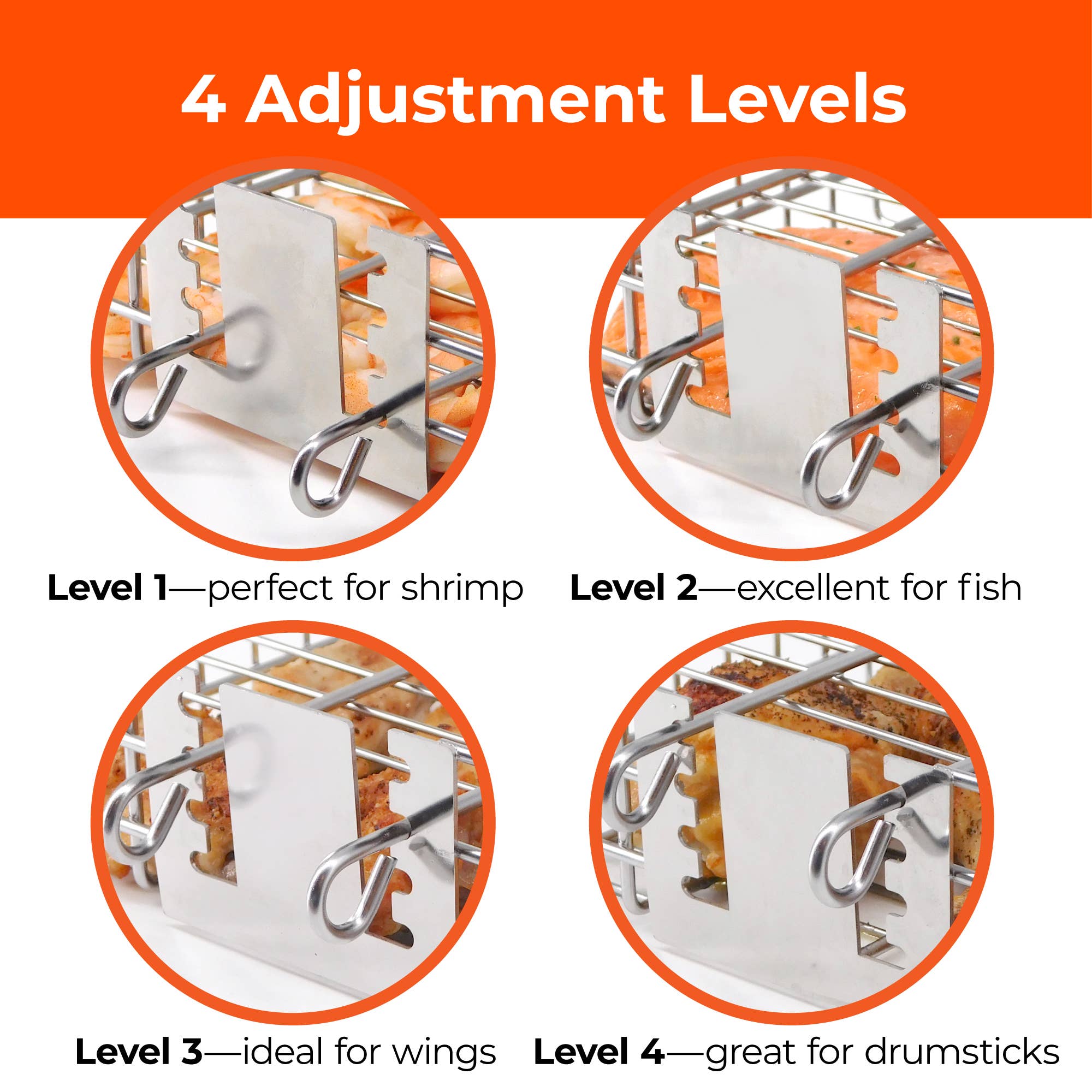 Braize – wholesale Outdoor grill tools – Adjustable Grill Basket Set w/ Handle Sponge & Basting Brush4