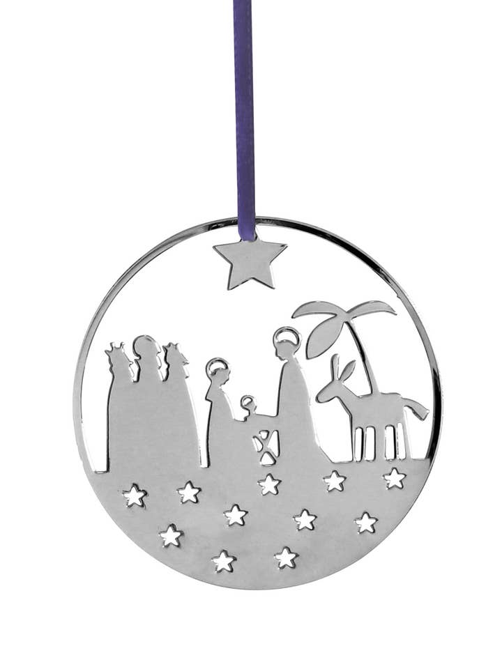 Décoration en métal, Nativité, Argent pour la vente par Talla Imports