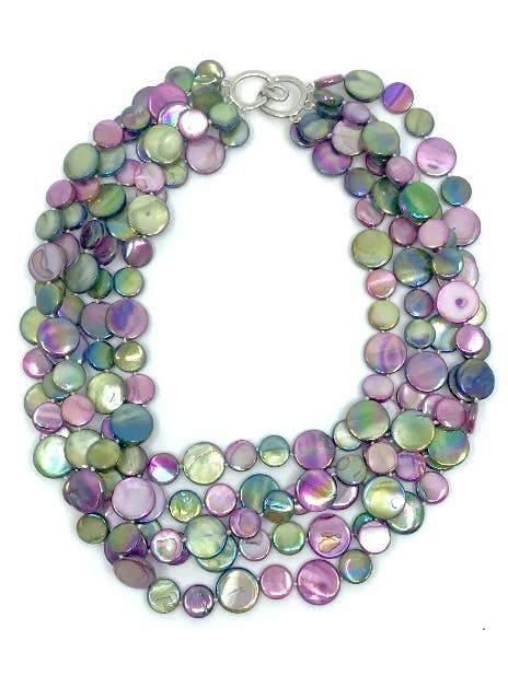 382013 - Purple/Green 5 Strand MOP Necklace for wholesale by Sea Lily