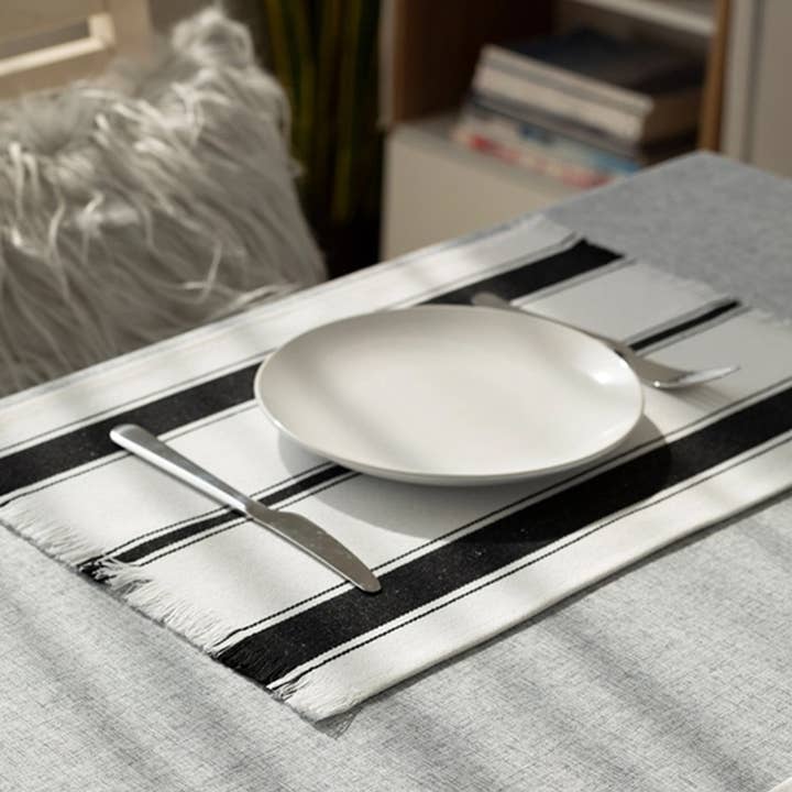 Stripe Design Canvas Cotton Placemat - 13"X19" for wholesale by Fennco Styles