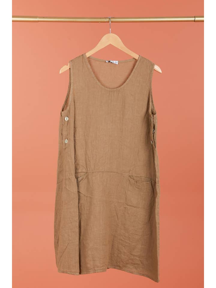 la maison des fibres naturelles – Großhandel Kleid – Damen – Ärmelloses Kleid aus 100 % Leinen, Modell 62551914