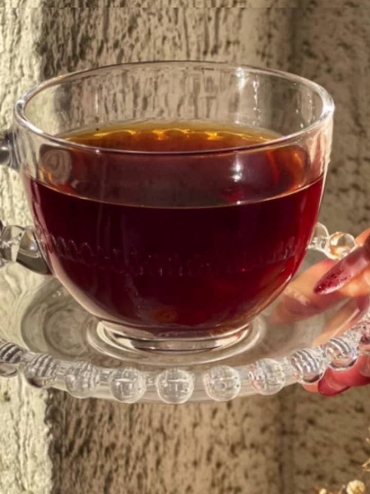 Glaskaffekoppar med underkoppar, bubbelmönster, set om 6 för wholesale av DecorUSA