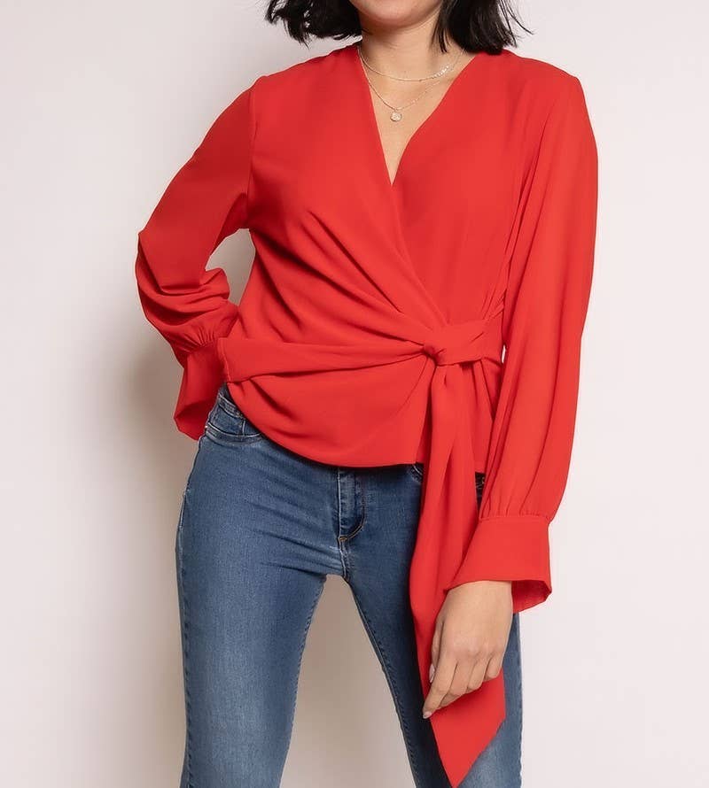 LORIANE - Venta al por mayor Blusa - Mujer - Blusa cruzada con lazo de talla única 36-4018