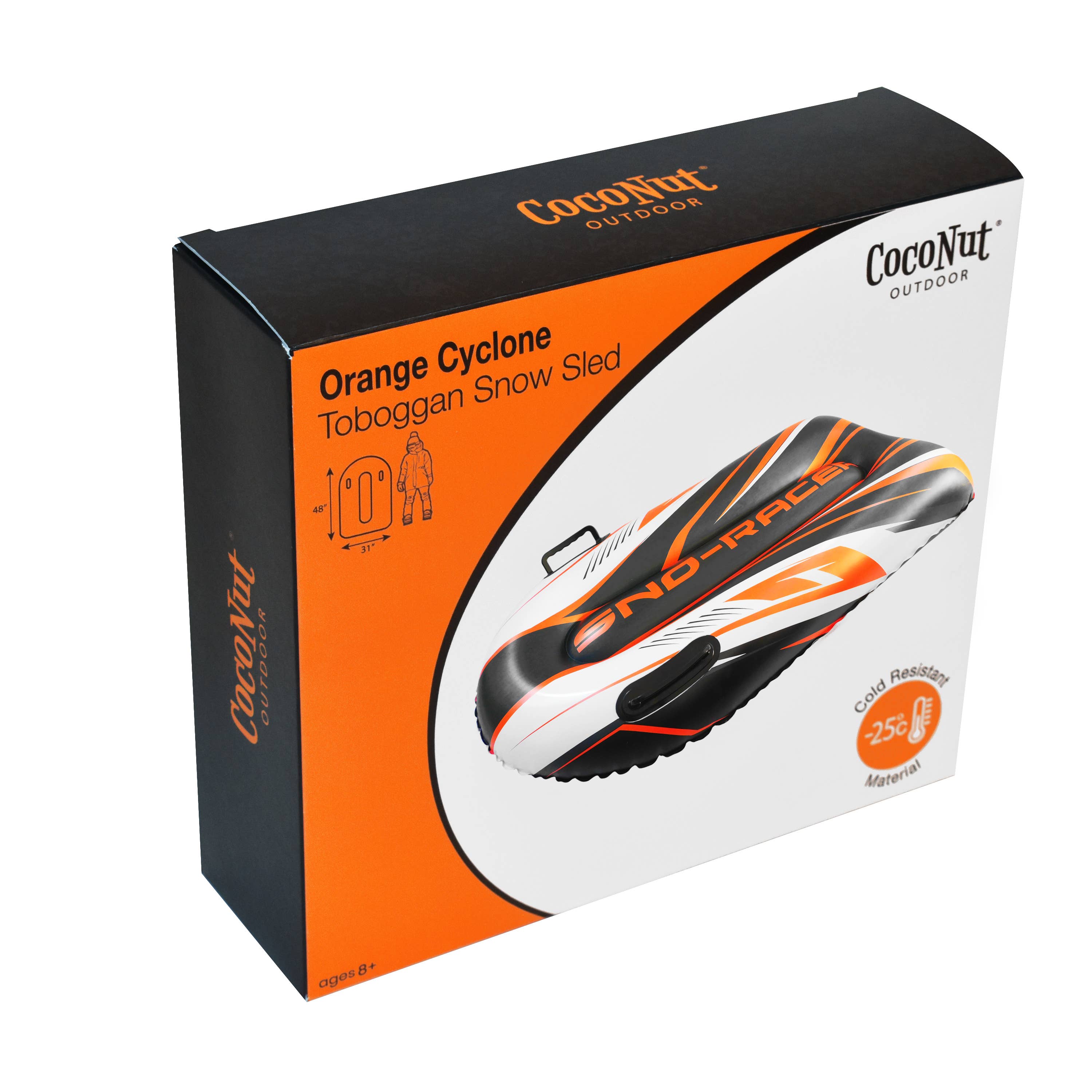 Coconut Outdoor - Wholesale Inflatables - Sno-Racer Toboggan Sled - Orange Cyclone Solid Pack4