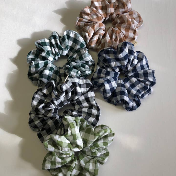 Billy Bamboo - Wholesale Scrunchie - Women's - GINGHAM SCRUNCHIES - neutral