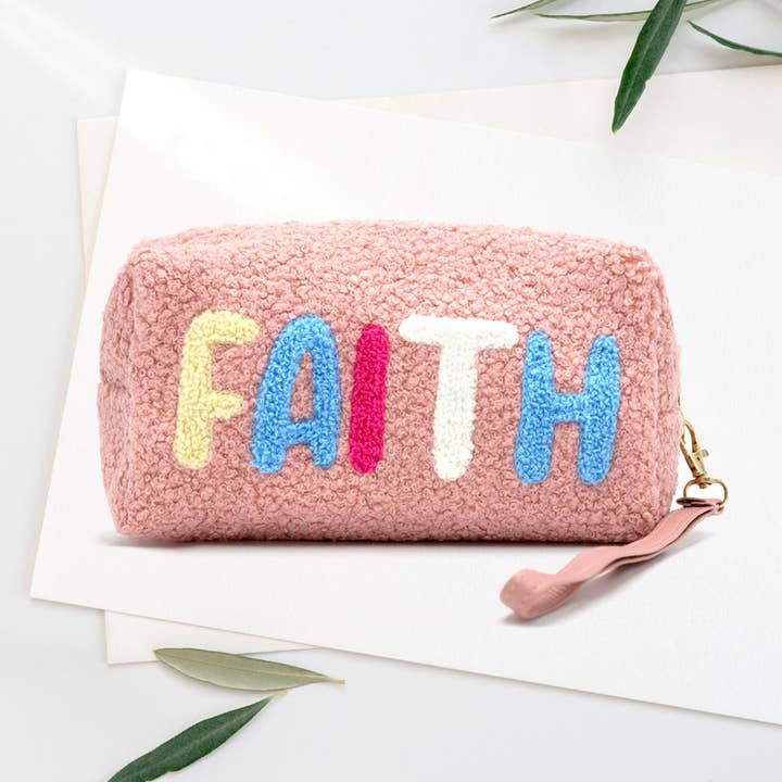 Wona Trading, Inc. - Wholesale Pouch - Women's - Faux Fur Faith Message Pouch With Wristlet