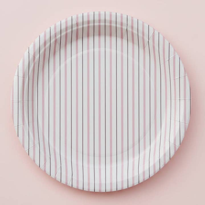 Pink Fine Stripes Plates (Set of 8) for wholesale by Cherrysh Party - the new name for Pooka Party