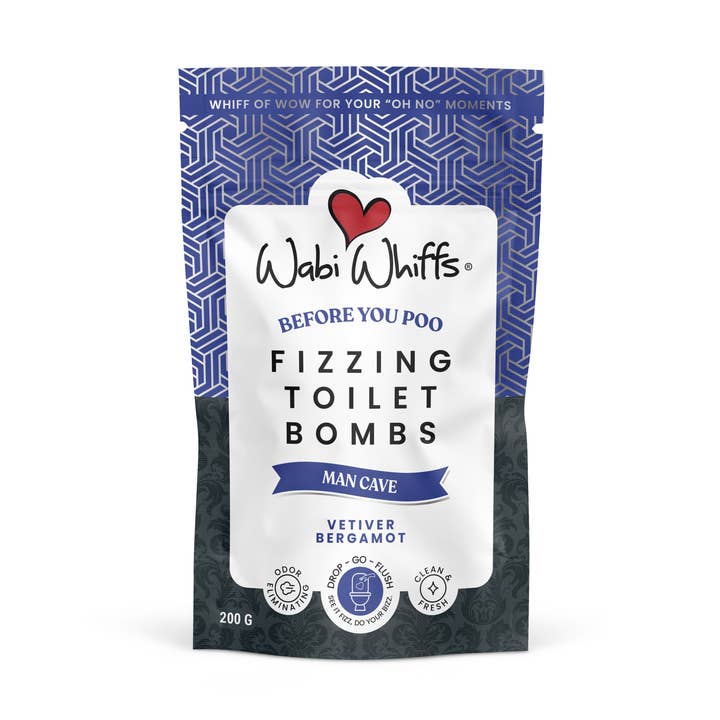 200g Man Cave Fizzing Fizzy Toilet Bomb POUCH for wholesale by Wabi Whiffs