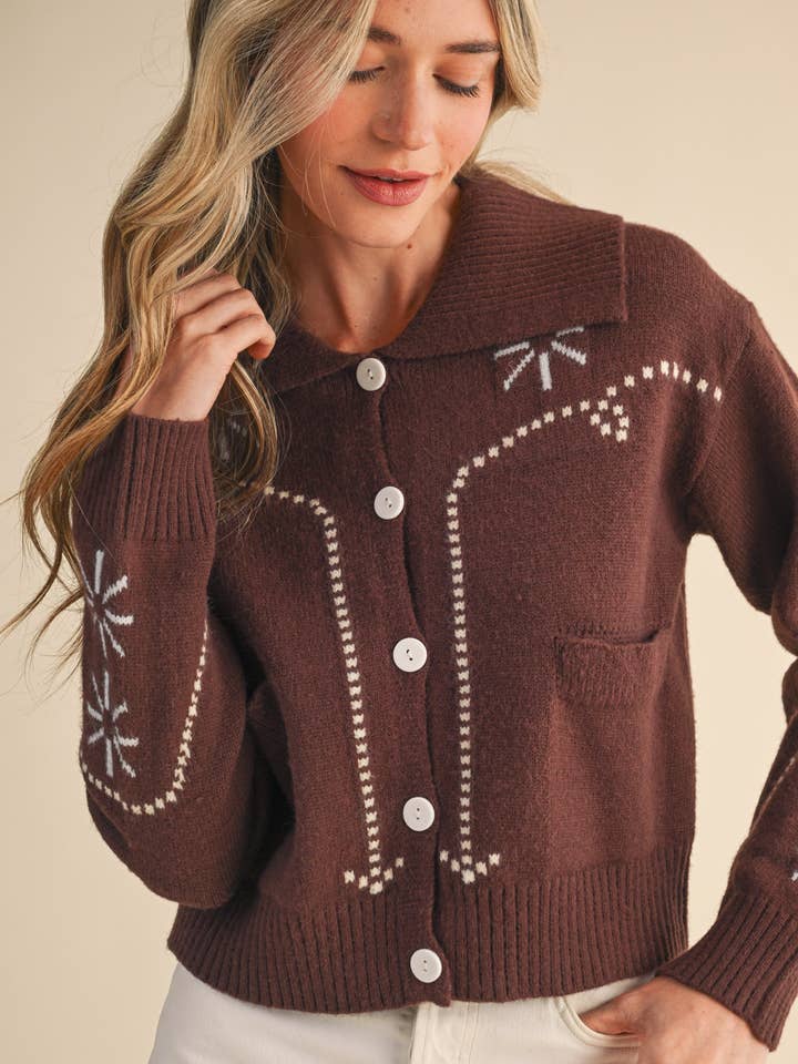 &MERCI - Wholesale Cardigan - Women's - WESTERN DESIGN SWEATER CARDIGAN MSW1121719