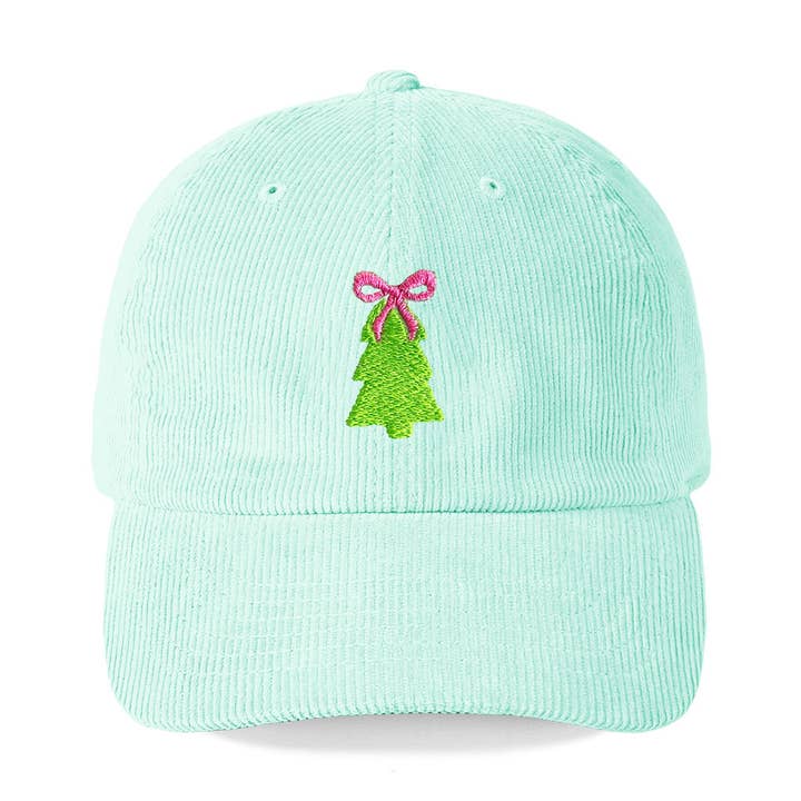 Bow Christmas Tree Corduroy Cap for wholesale by Viv&Lou