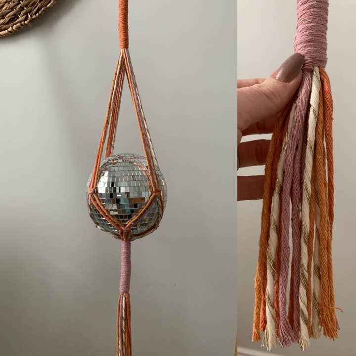 Rosie the Wanderer, Handmade Macramé - Wholesale Mobile - Macrame Disco Ball Hanger - choice of color3