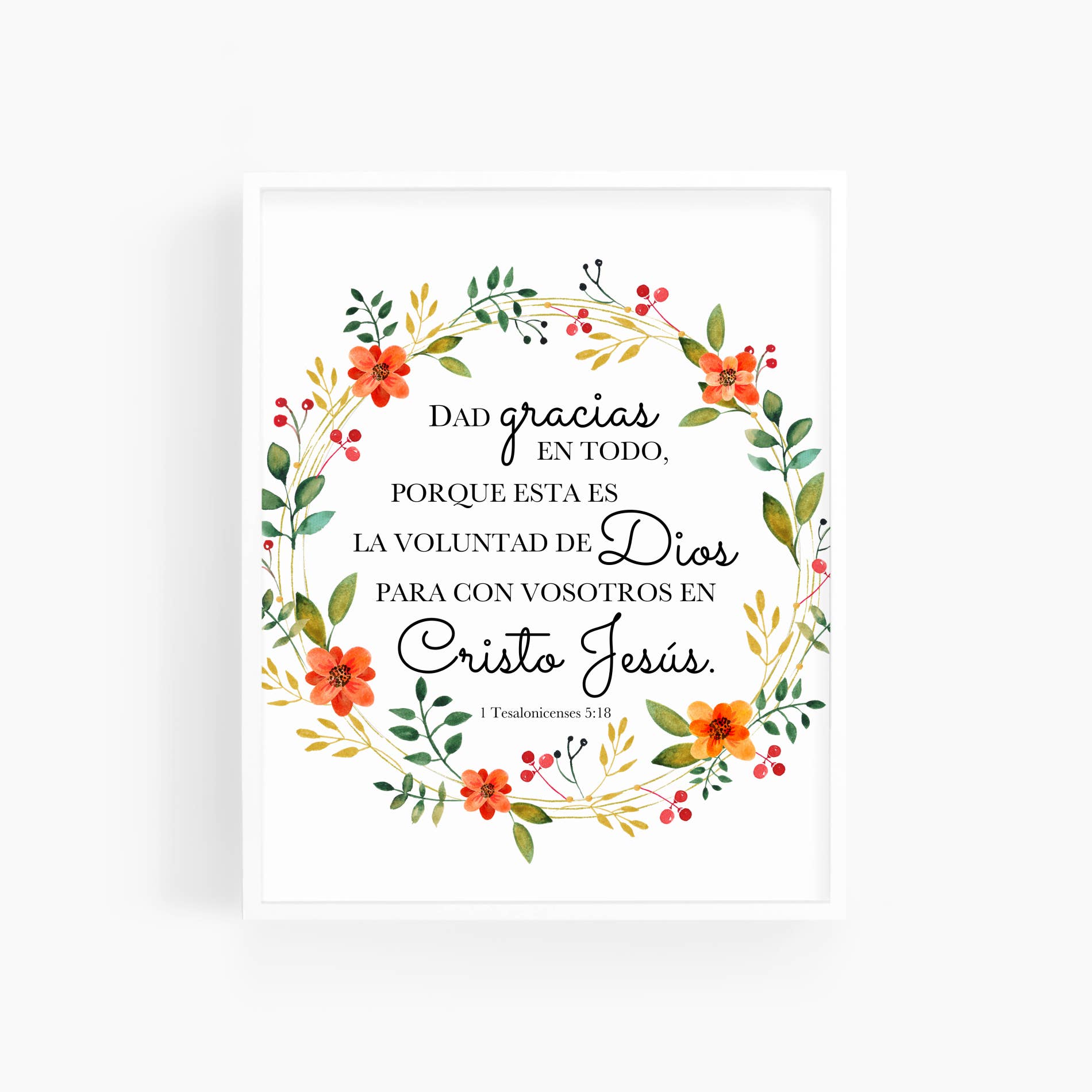 Scripture and Grace - Wholesale Art Print - 1 Tesalonicenses 5:18 | Spanish Bible Verse Art Print