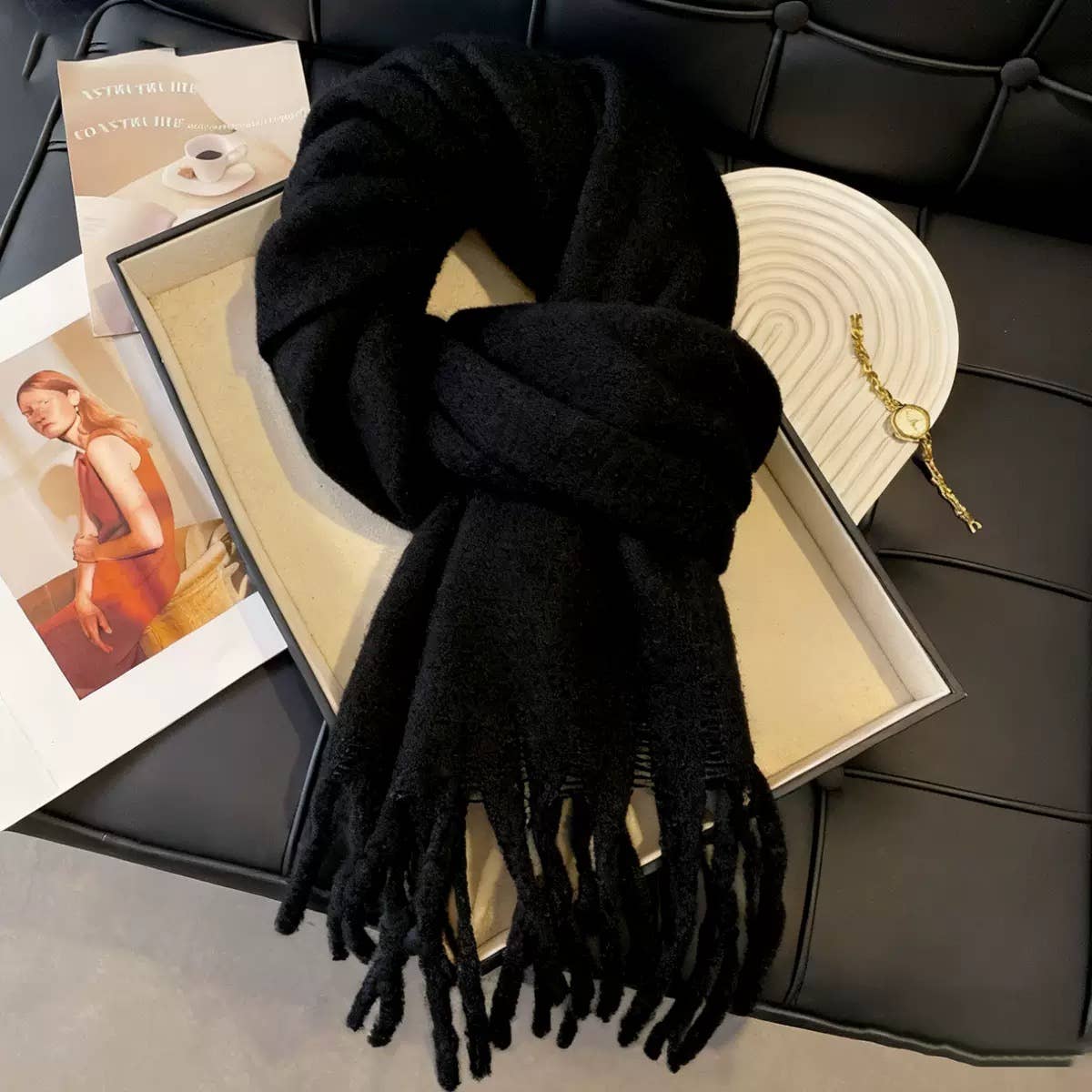Leto Accessories - Wholesale Scarf - Women's - Cozy Knit Soild Scarf with Tassels - Bestseller!4