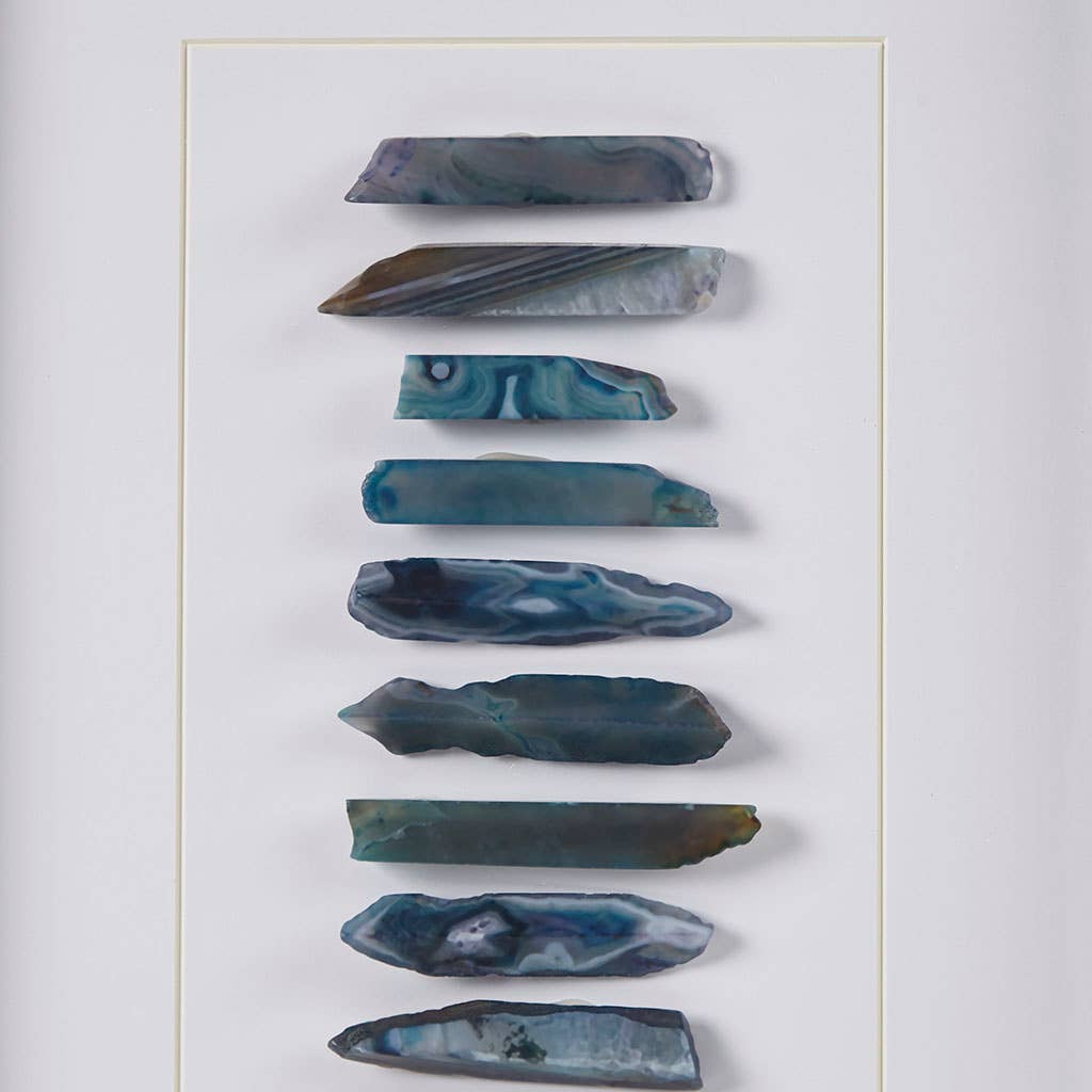 Olliix - Wholesale Wall Accent - Genuine Agate Stones Wall Art Shadow Box Decor, Blue2