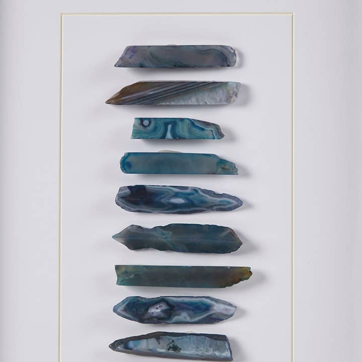 Olliix - Wholesale Wall Accent - Genuine Agate Stones Wall Art Shadow Box Decor, Blue2
