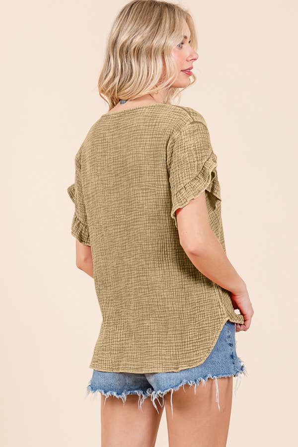 Culture Code – wholesale Blus - Dam – CWT1541XMW - V-RINGAD VOLANGÄRMAD TOPP5