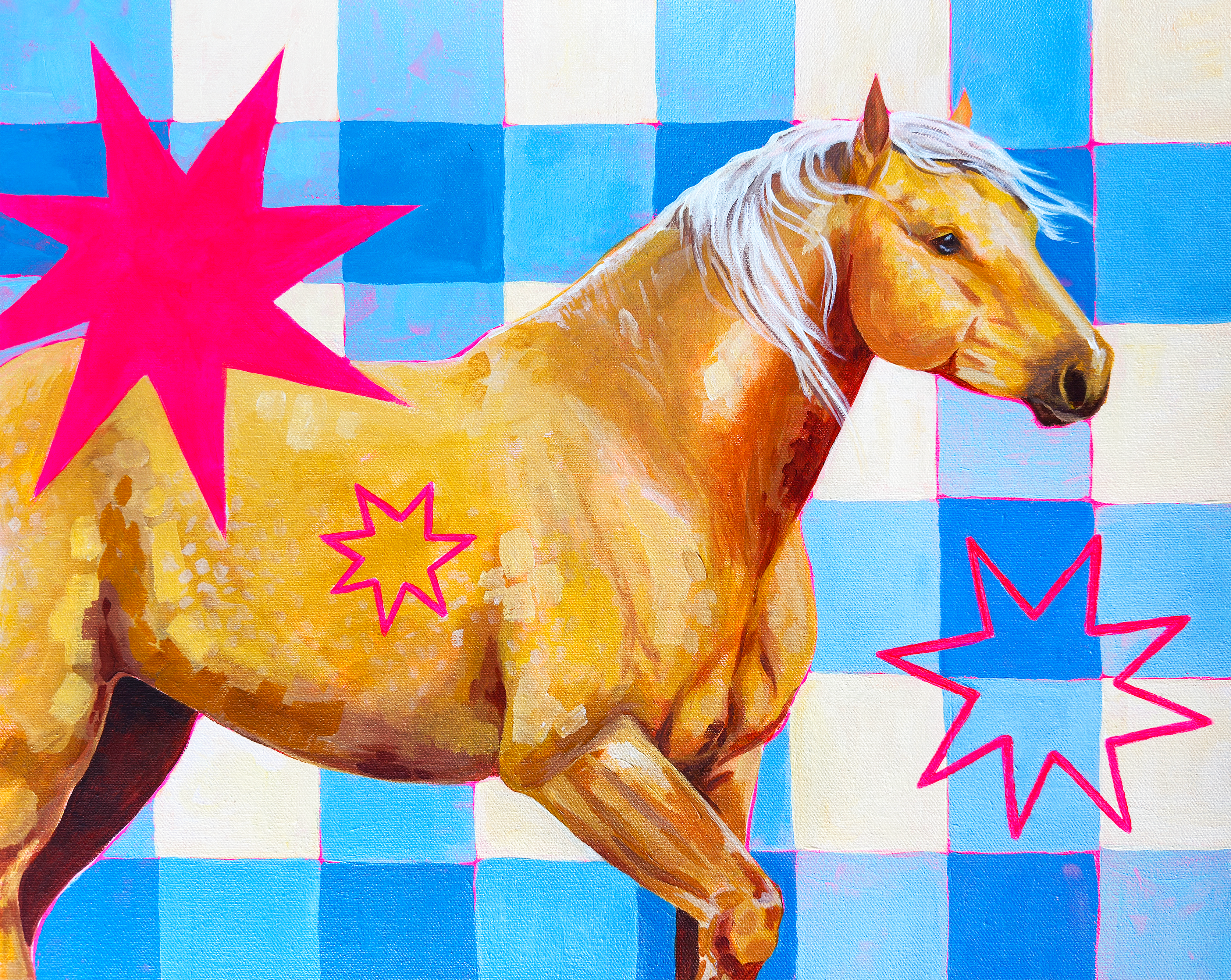 Pony Up by Audrey - Wholesale Art Print - Gingham Palomino Print0