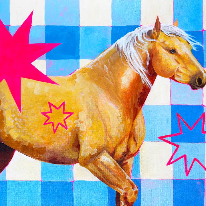 Pony Up by Audrey - Wholesale Art Print - Gingham Palomino Print
