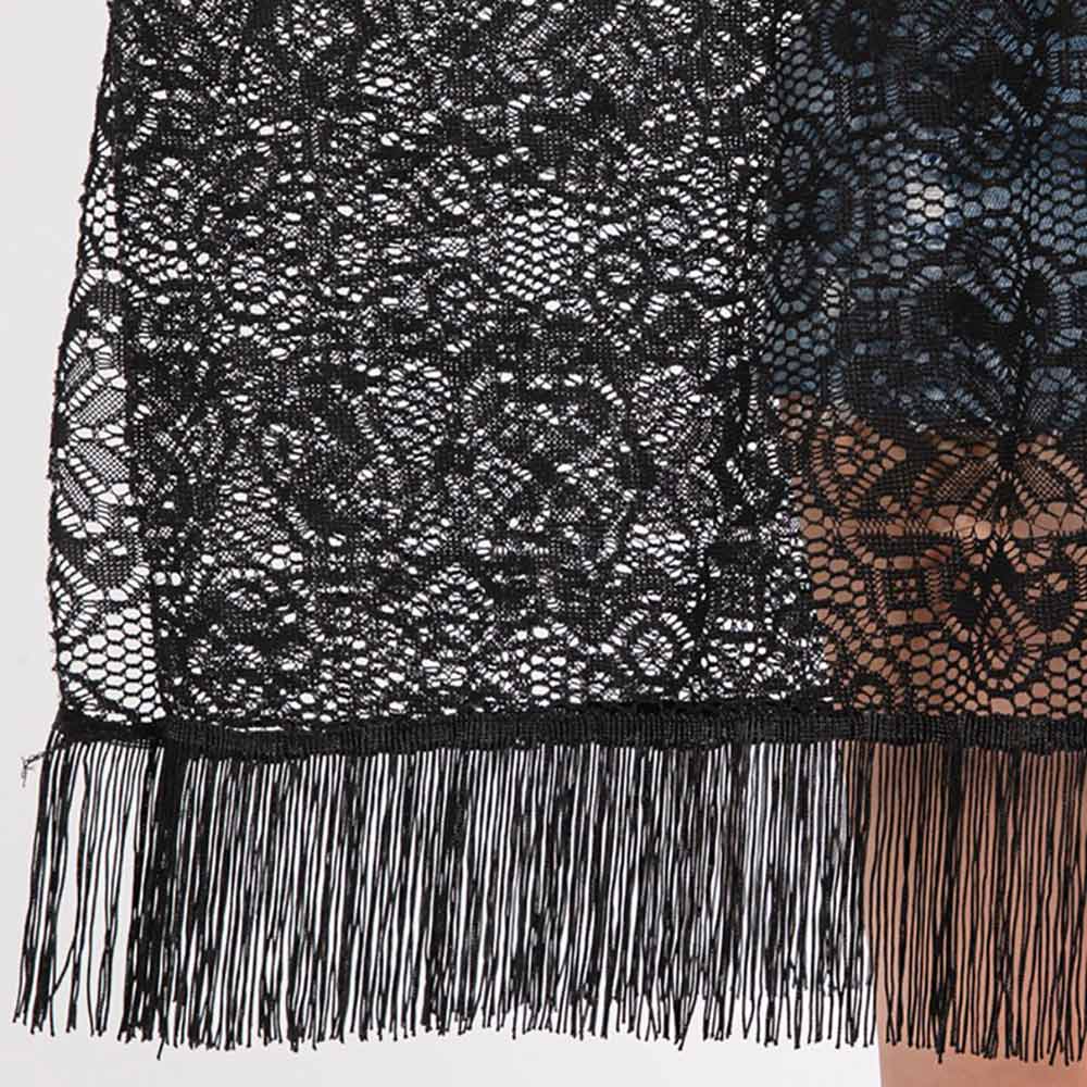 Sensibling Corp. – wholesale Swim cover-up – Women’s – Flower Pattern Crochet Lace Tassel Cover Up Poncho4