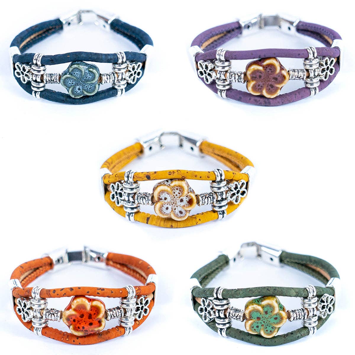 Meninas Bonitas Cork - Wholesale Armband met kralen - Gekleurde porseleinen kralen handgemaakte vriendschapsarmband BR-501-MIX-50