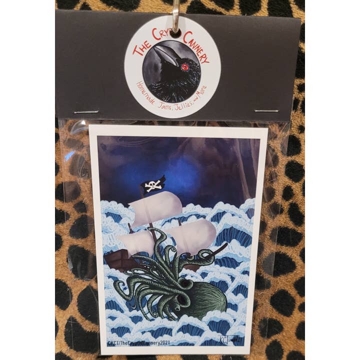 Kraken 4x6 Art Print Magnet for wholesale by The Cryptid Cannery