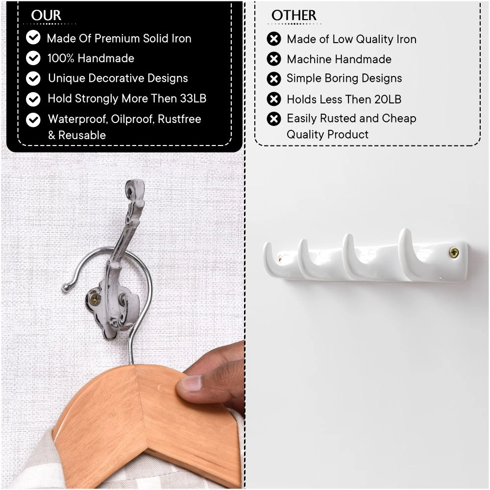 1 Piece Iron Double Prong Robe Hanger for Wall Grey for wholesale on Faire1