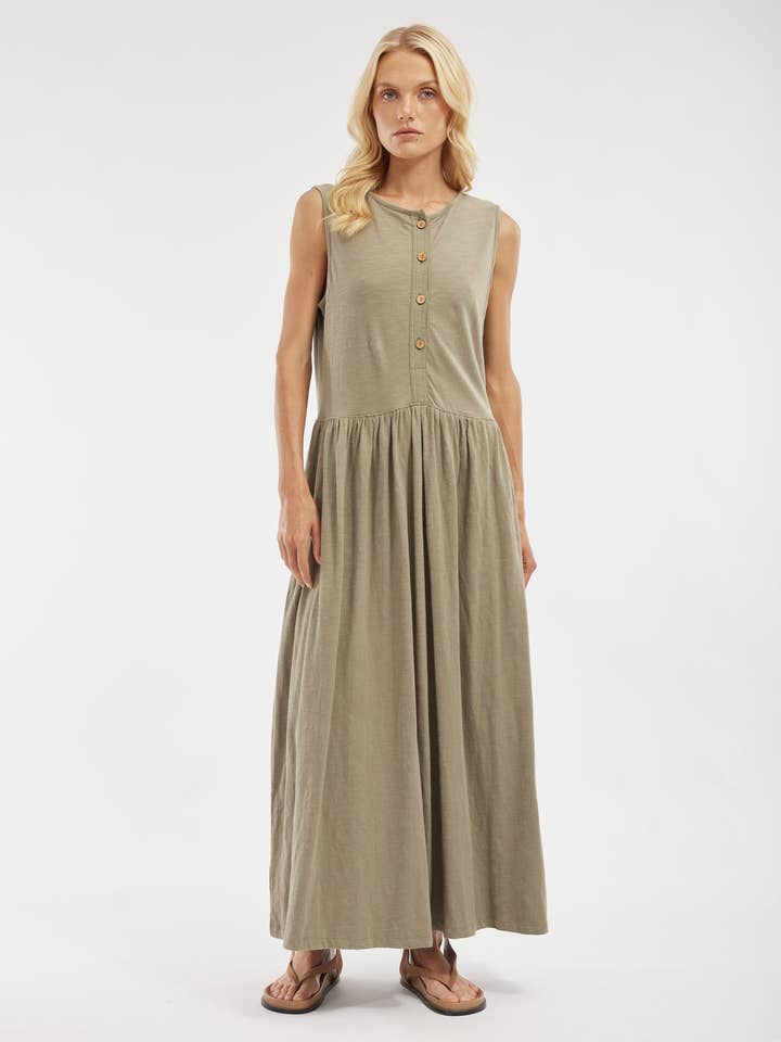 Vestido Maxi Reversible Jacki - Caqui para venta al por mayor de Amelius