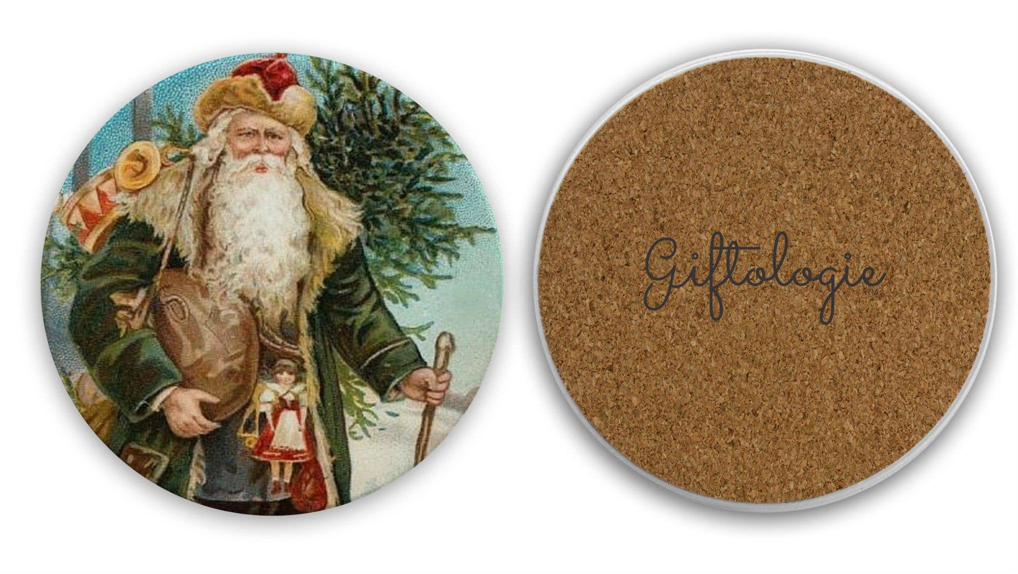 Giftologie - Wholesale Coasters - Vintage Father Christmas Coaster (1)0