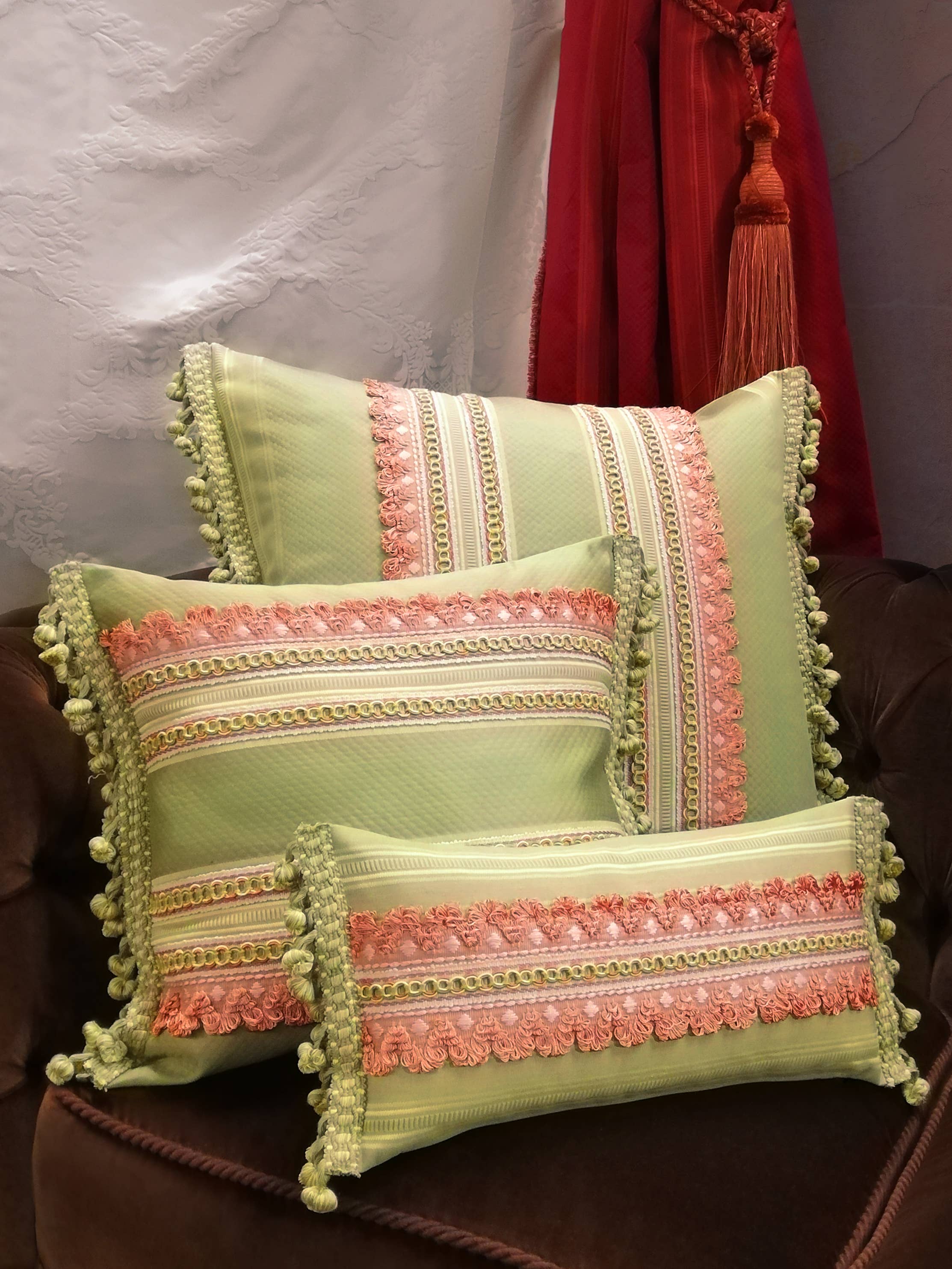San Leucio 1789 - Wholesale Throw/Decorative Pillow - TEODOSIO REVERSIBLE CUSHION - GREEN 
CODE COLLECTION4