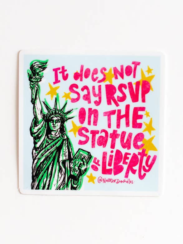 Het zegt geen RSVP Vrijheidsbeeld Sticker | Vinylsticker voor wholesale door NatterDoodle