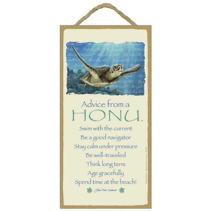 Honu / Advice from - 5" X 10" Wood Plaque, Sign for wholesale by SJT Enterprises, Inc.