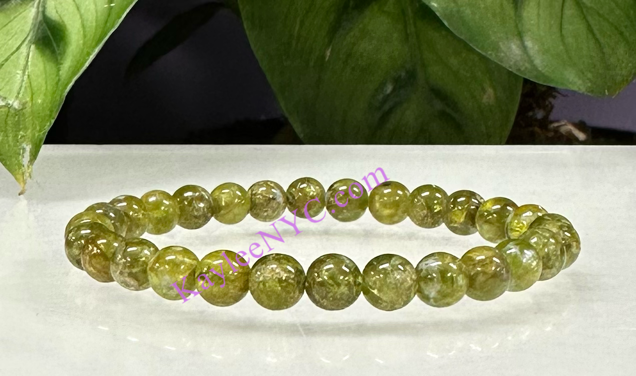 KayleeNYC - Vente Bracelet de perles - Bracelet extensible en cristal de péridot naturel 6-7 mm ~7”3