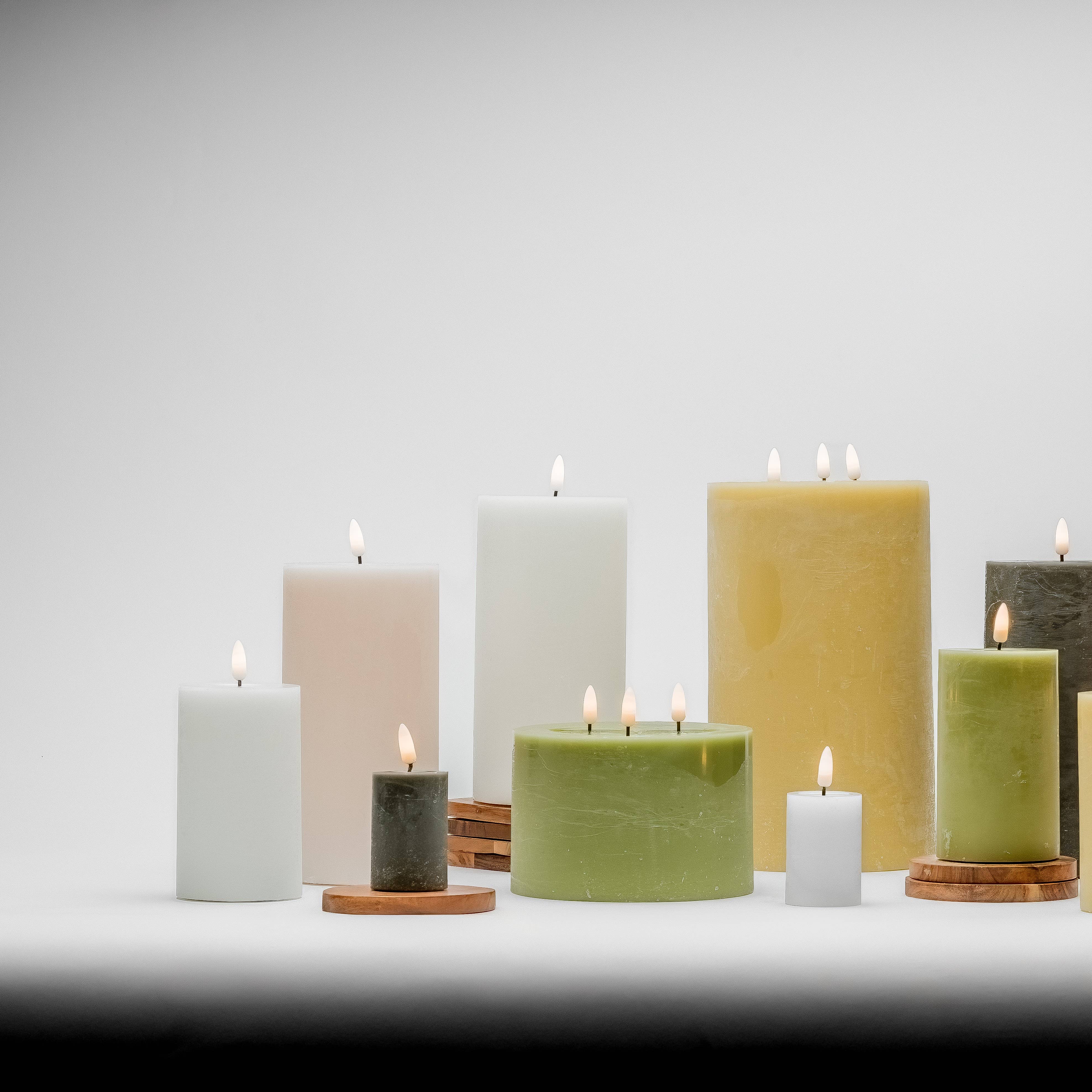 3 wick Small Green Flameless Candle for wholesale on Faire4